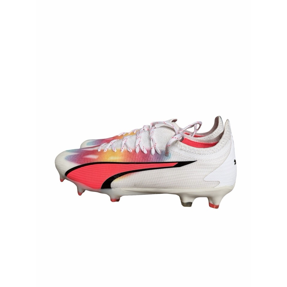 Puma Ultra Soccer Cleats Women's US 8 FG White Pink Gradient Lightweight